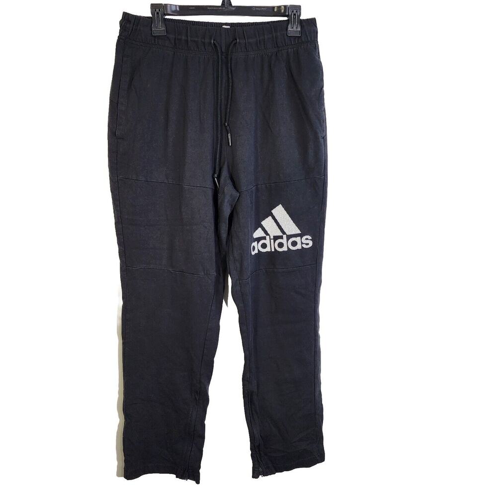 Adidas Mens Pants XL SPTID Jersey Athletic Training Black Sweatpants Trousers